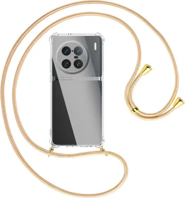 Produktbild von Handykette Backcover-Schutzhülle mit Band (Metall goldfarben) für vivo X90 Pro Plus (V2227A, 6.78'') - Goldkordel