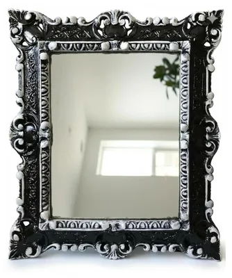 Zdjęcie produktu dla Lustro w stylu barokowym, czarne/srebrne, 44 x 38 cm