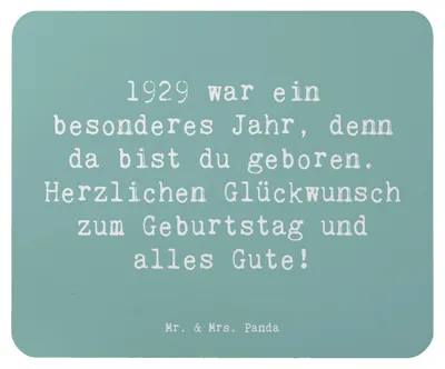 Produktbild von Mr. & Mrs. Panda Mauspad Spruch 1929 Geburtstag - Meeresbrise - Geschenk, laptop mousepad, Geburtstagsfreude, Geburtsjahr, Alter, mousematte, Mouse Pad, Ehrung