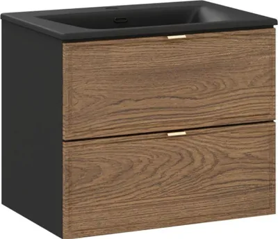 Image de Ensemble de salle de bain SAVIA : meuble sous vasque 60cm + vasque à encastrer noire