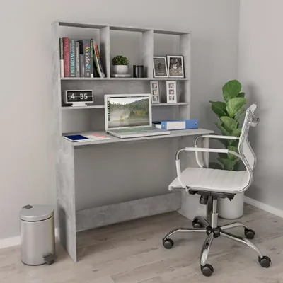 Obrázok produktu pre Maison Exclusive - písací stôl s policami betónovo sivý 110x45x157 cm drevený materiál