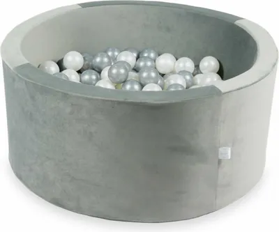 Image de Piscine à balles 90x40 gris velours - Avec 300 balles / Perle, Argent