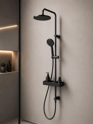 Produktbild von AM.PM Duschsystem Regendusche Duschsstange mit Regendusche mit Duschablage, Play
