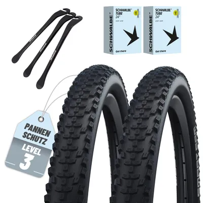 Produktbild von 2er Set Schwalbe Reifen Smart Sam Drahtreifen 24x2,10 Zoll (54-507) + AV + 3x MSZweirad Reifenheber