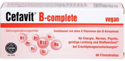 Zdjęcie produktu dla Cefavit B-complete tabletki powlekane na energię, nerwy, psychikę, sprawność umysłową i metabolizm, 60 tabletek