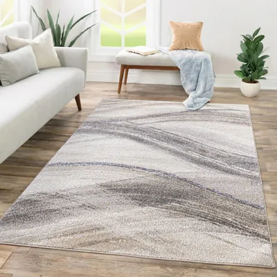 Image de Tapis de salon à poils courts Motif abstrait Motif géométrique Motif ondulé Dimensions 120 x 170 cm