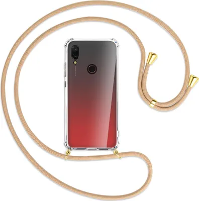 Produktbild von Handykette Backcover-Schutzhülle mit Band (Metall goldfarben) für Xiaomi Redmi 7 - beige
