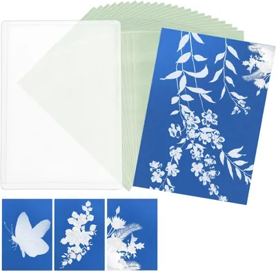 Productafbeelding van 24st Sun Print Paper Kit, A4 Cyanotype Papier en Map Zeer Gevoelig Zon-/Zonne-Geactiveerd Printpapier Zonlichtfotografie en Knutselprojecten