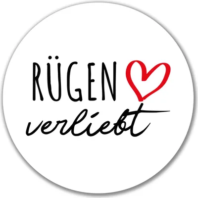 Produktbild von Huuraa Aufkleber Rügen verliebt 10cm rund Sticker Geschenkidee