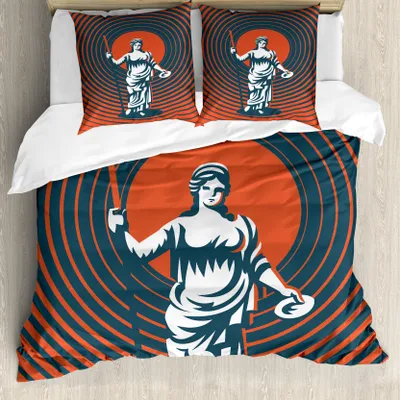 Produktbild von ABAKUHAUS Athena Bettbezug Set für Einzelbetten, Komplizierte Kreise, Milbensicher Allergiker geeignet mit Kissenbezug, 155 cm x 220 cm - 80 x 80 cm, Burnt Sienna Petrol Blau