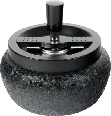 Produktbild von Großer Drehaschenbecher 13cm schwarz Crackle