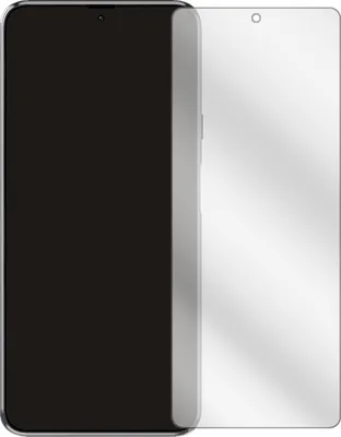 A clear screen protector is shown next to a smartphone.