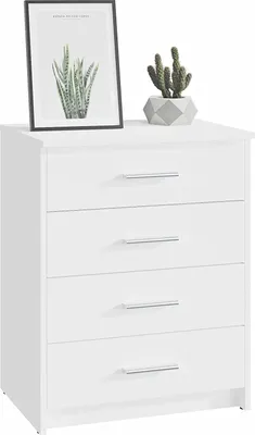 Produktbild von MATKAM Schubladen-Kommode Bodo 4S in moderner Optik, B60 x H75 x T35 cm, laminierte Möbelplatte, mit Rückwand, 4Schubfächer (Weiß)