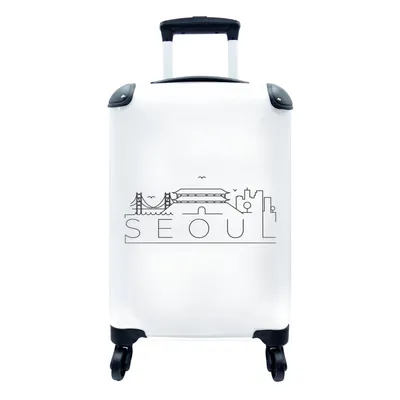 Produktbild von MuchoWow® Koffer Handgepäck Trolley Rollkoffer Kleine Reisekoffer mit 4 Rollen - Skyline "Seoul" auf weißem Hintergrund - Cabin Size < 55x40x23 cm & 55x40x20 cm - Fotokoffer - Kabinenkoffer - Boardgepäck - Reise-Box - Reisekoffer - Reisegepäck - Koffer mit Bild - Trolley für Kinder