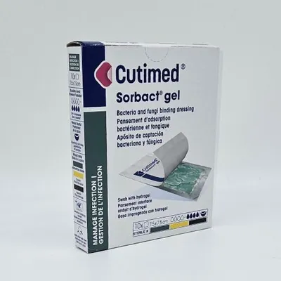 Produktbild von Cutimed Sorbact Gel Kompressen 7,5x7,5 cm 10 St