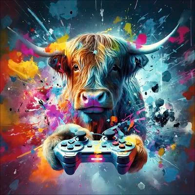 Produktbild von Glasbild Gaming Cattle GLA3052 50x50 cm