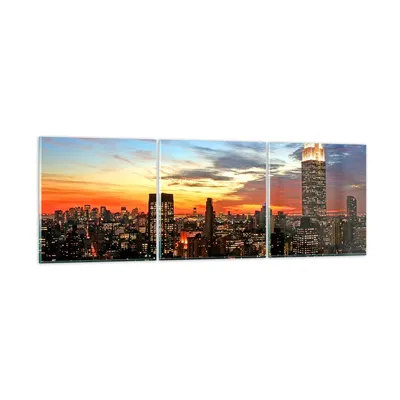 Produktbild von Bilder auf glas - Amerika gebäude sonnenuntergang wolkenkratzer - 90x30cm - Glasbilder - Wandbilder - Kunstdruck - Wanddekoration aus Glas - Glas Bilder - Wandbild auf Glas - GCA90x30-2125