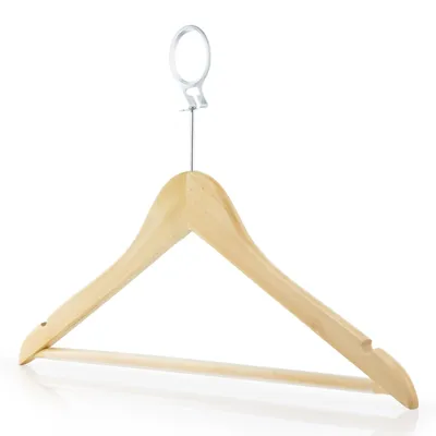 Holz-Kleiderbügel mit Hosenstange, 45 cm, 10 Stück, natur