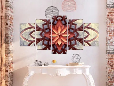 Produktbild von Akustikbild Mandala 200x100 cm Bilder Akustikschaum Hochleistungsschallabsorber Schallschutz Leinwand 5 tlg Wandbild Raumakustik Schalldämmung Blumen f-A-0678-b-m