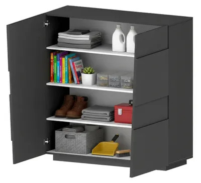 Produktbild von Mehrzweckgarderobe 2-türiger Ddescigli, Multifunktionsschrank, 2-türiger Schrank, 120x44h126 cm, Anthrazit