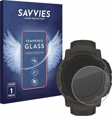 Produktbild von Savvies Schutzglas für Garmin Instinct 2 / 2 Solar Displayschutz 9H Glas klar transparent
