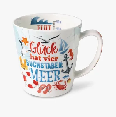Produktbild von Kaffeebecher Meerglück, Kaffeetasse Tassen Teetassen Kaffeepott Henkelbecher Nordsee