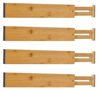 Bambus-Ladeverdeler, verstellbar 43-56 cm, Set 4 Stück