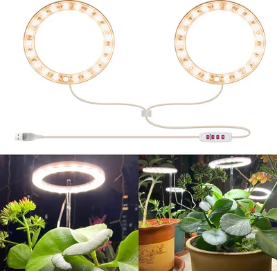 Produktbild von LED Pflanzenlampe Timer, Flowerpot Lampe Dimmbar,Led Grow Lampe Sonnenlicht,Wachstumslampe für Zimmerpflanzen Gewächshaus,2 Ring