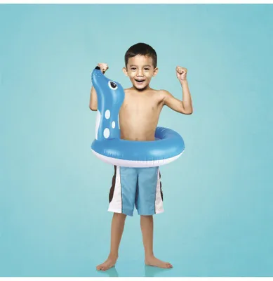 Image de Bouée gonflable enfant otarie - 60 x 50 cm - 3+ ans - Bleu