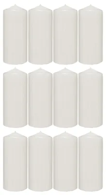 Stumpenkerzen weiß 150 x 70 mm, 12er-Set, duftneutral, 48-50 Std. Brenndauer