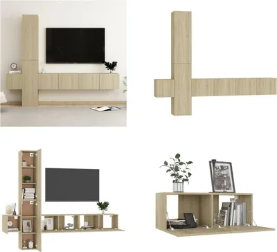 Obrázok produktu pre vidaXL 5-dielna sada TV skriniek Sonoma dub na báze dreva - TV skrinka - TV skrinky - HiFi skrinka - HiFi skrinky