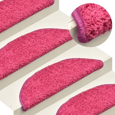 Image de The Living Store Tapis d'escalier 15 pcs rose 65x21x4 cm