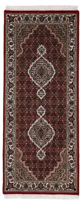 Produktbild von Tabriz Mahi Läufer Teppich Rot 80x300 cm | Handgeknüpfter Teppich für Wohn- und Schlafzimmer