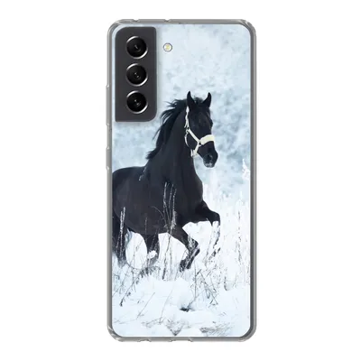 Produktbild von MuchoWow® Handyhülle Schutzhülle Hülle für Samsung Galaxy S21 FE Pferd - Schnee - Winter Silikon Softcase Handy Hülle - Mobiltelefonhülle