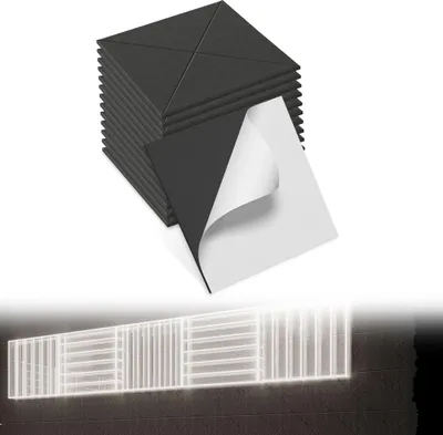 Produktbild von UISEBRT 12x Akustikplatten 30x30cm X-Muster Schwarz, Schallschutz Wandpaneele, Hochdichte Schalldämmung, Schallabsorber für Heimkino Studio Büro