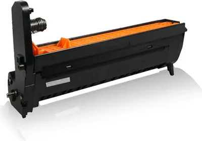 A black and orange printer drum unit on a white background.