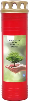Produktbild von Grabkerze Rot, Brenndauer: 170 Stunden ( 7 Tage ), Motiv: Baum