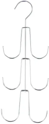 Productafbeelding van Ibenzoa® Metalen kledinghaken met 6 haken, zilver – 37,5 x 14,3 cm, 3 niveaus, geschikt voor sjaals, tassen en stropdassen, draagvermogen tot 5 kg