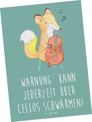 Produktbild von Mr. & Mrs. Panda Grußkarte Cello Schwärmerei - Meeresbrise - Geschenk, klassische Musik, Musiker, Postkarten, Musikinstrument, Ansichtskarte, Kunstkarten, Ansichtskarten