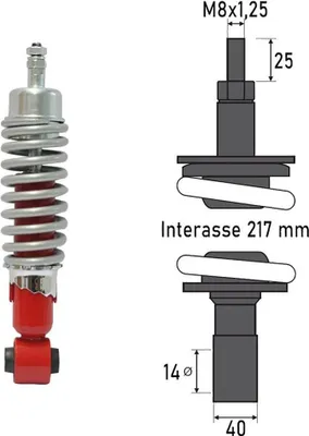 Immagine prodotto di Bcr Piaggio Vespa Special 50cc/et3 125 Cc Ammortizzatore Anteriore Argento Taglia Unica