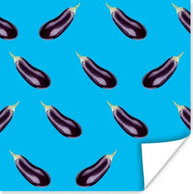 Produktbild von MuchoWow® Poster Gemüse - Aubergine - Muster - Blau 100x100 cm - Babyzimmer
