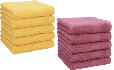 Produktbild von Betz 10 Stück Seiftücher 30x30 cm PREMIUM 100% Baumwolle Farbe: honiggelb und beere
