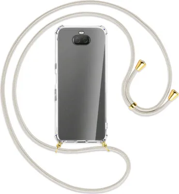 Produktbild von Handykette Backcover-Schutzhülle mit Band (Metall goldfarben) für Sony Xperia 10 Plus - broken white