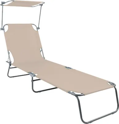 Produktbild von 3-Bein-Gartenliege mit Dach, Farbe Beige