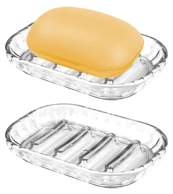 Produktbild von Seifenschale Kunststoff 2 Stück 13 x 8,8 cm selbstentleerend rutschfest transparent