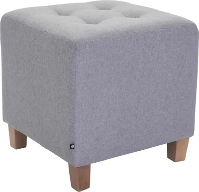Produktbild von Sitzhocker, Ottomane – Modernes, elegantes Design mit langlebigen Staubbezügen, Komfort und Stabilität. Farbe: Hellgrau