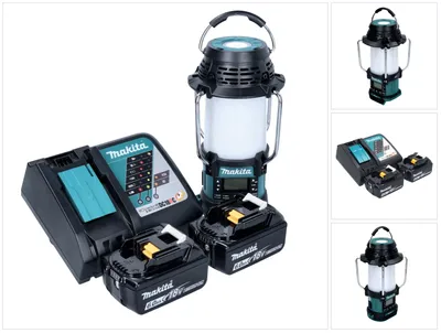 Produktbild von Makita DMR 056 RG Akku Radio 18 V FM DAB+ mit Laterne 360° Taschenlampe IP65 + 2x Akku 6,0 Ah + Ladegerät