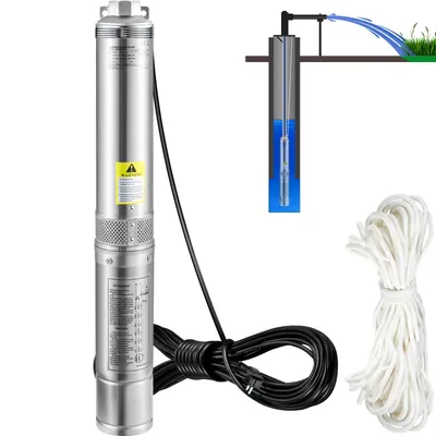 Image de SucceBuy Pompe submersible pour puits profond 750W 230V 105L/min acier inoxydable IP68 étanche,Sécurisez votre approvisionnement en eau