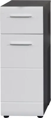 Productafbeelding van trendteam Bad Stauraumelement Line/Skin Sardegna, rookzilver, melamine/wit, hoogglans, diepgetrokken, 30 x 80 x 31 cm