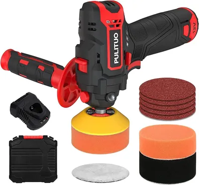 Produktbild von Akku-Poliermaschine 7800 min. U/min, 2600 max. U/min, Ø 76 mm, 6 mm Hub, Seitengriff, Polier-/Schleifzubehör, Hartschalenkoffer
